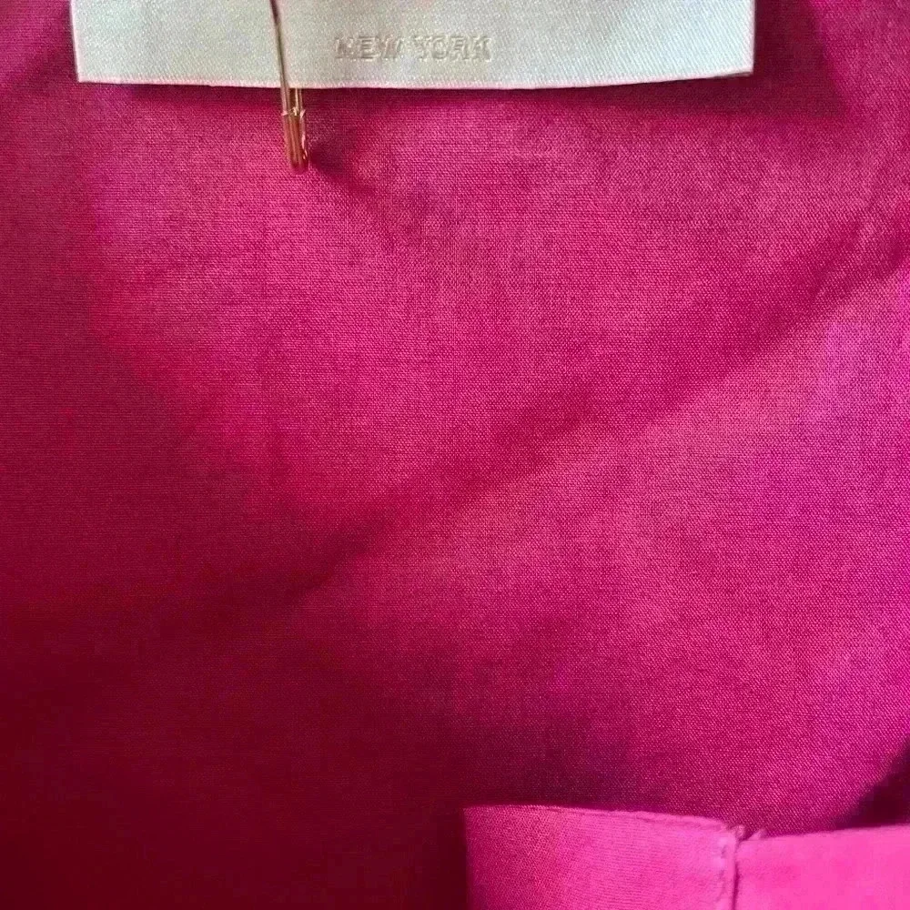 Ulla Johnson Peplum Hem Tie Magenta Puff Sleeves Cotton Blouse Size 00/0/2.